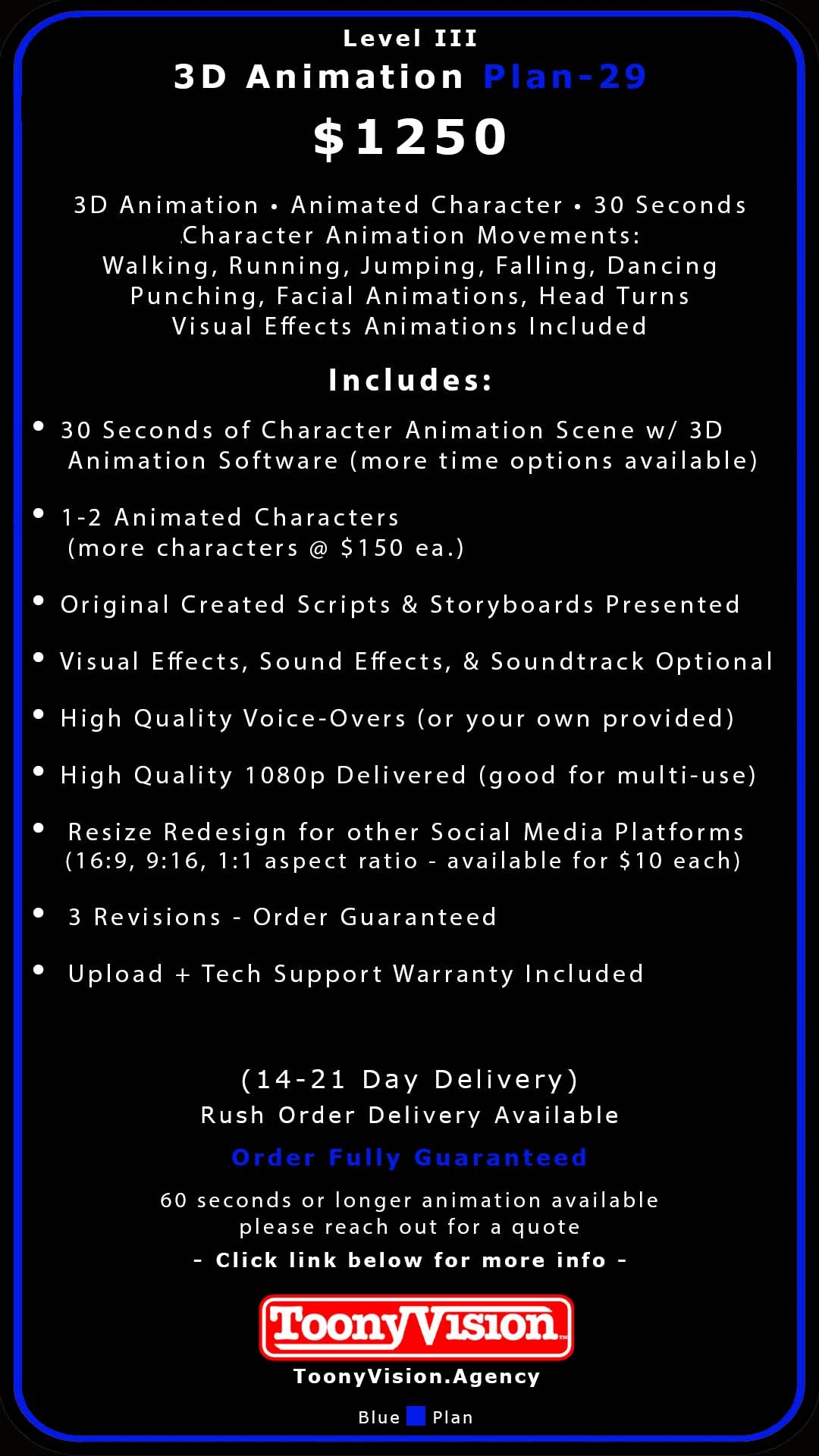 ToonyVision Animation Advertisement 3D Packages Level III-Plans 28-30