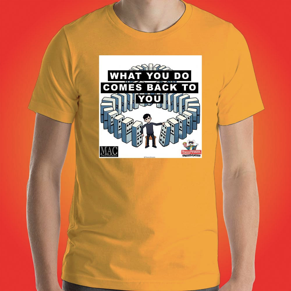 Motivational Animations Karma What You Do Comes Back to You Ep. 3 Cartoon Motivational ToonyVision Men's Short Sleeve Tee Top Shirts - ToonyVision