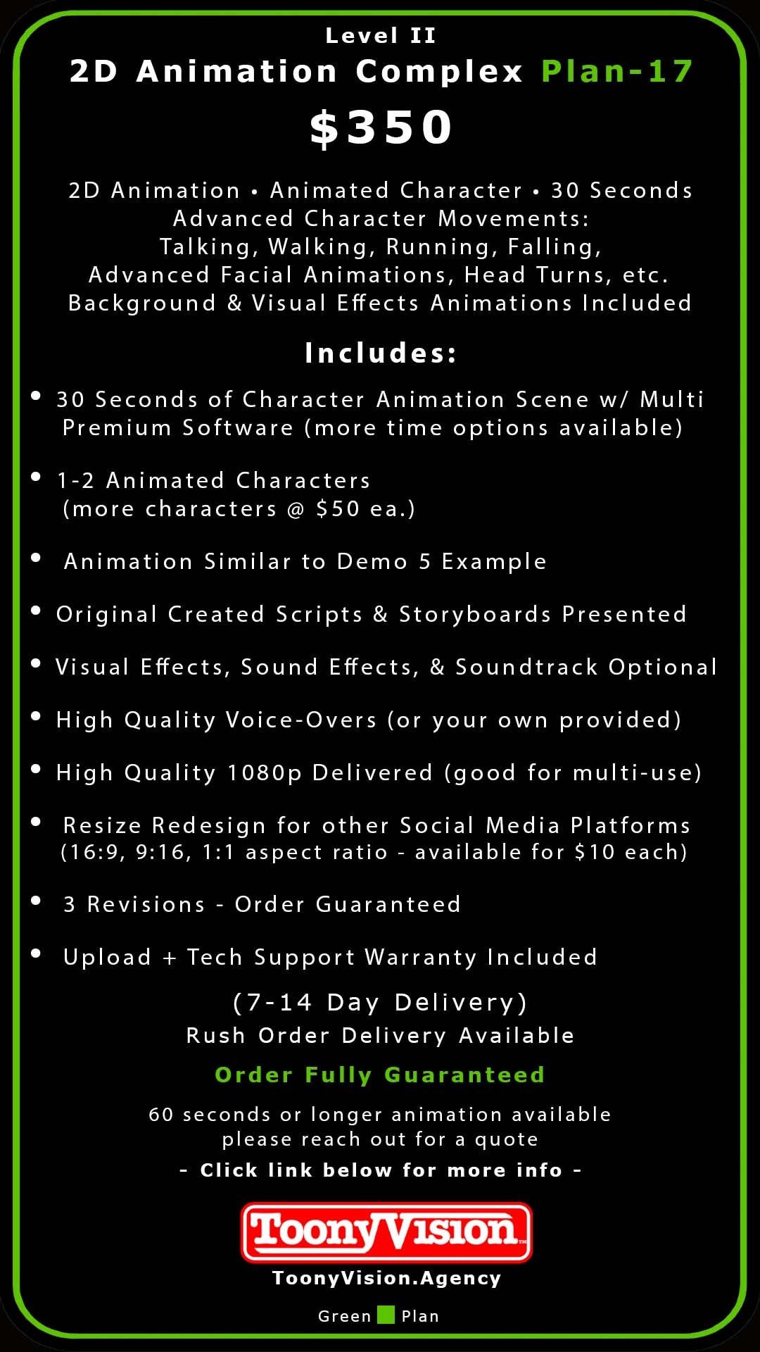 ToonyVision Animation Advertisement Complex Packages Level II-Plans 16-18