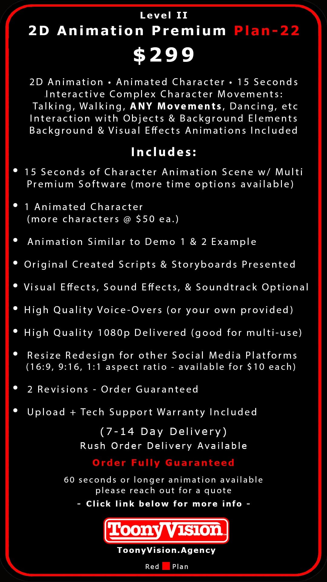 ToonyVision Animation Advertisement Premium Packages Level II-Plans 22-24