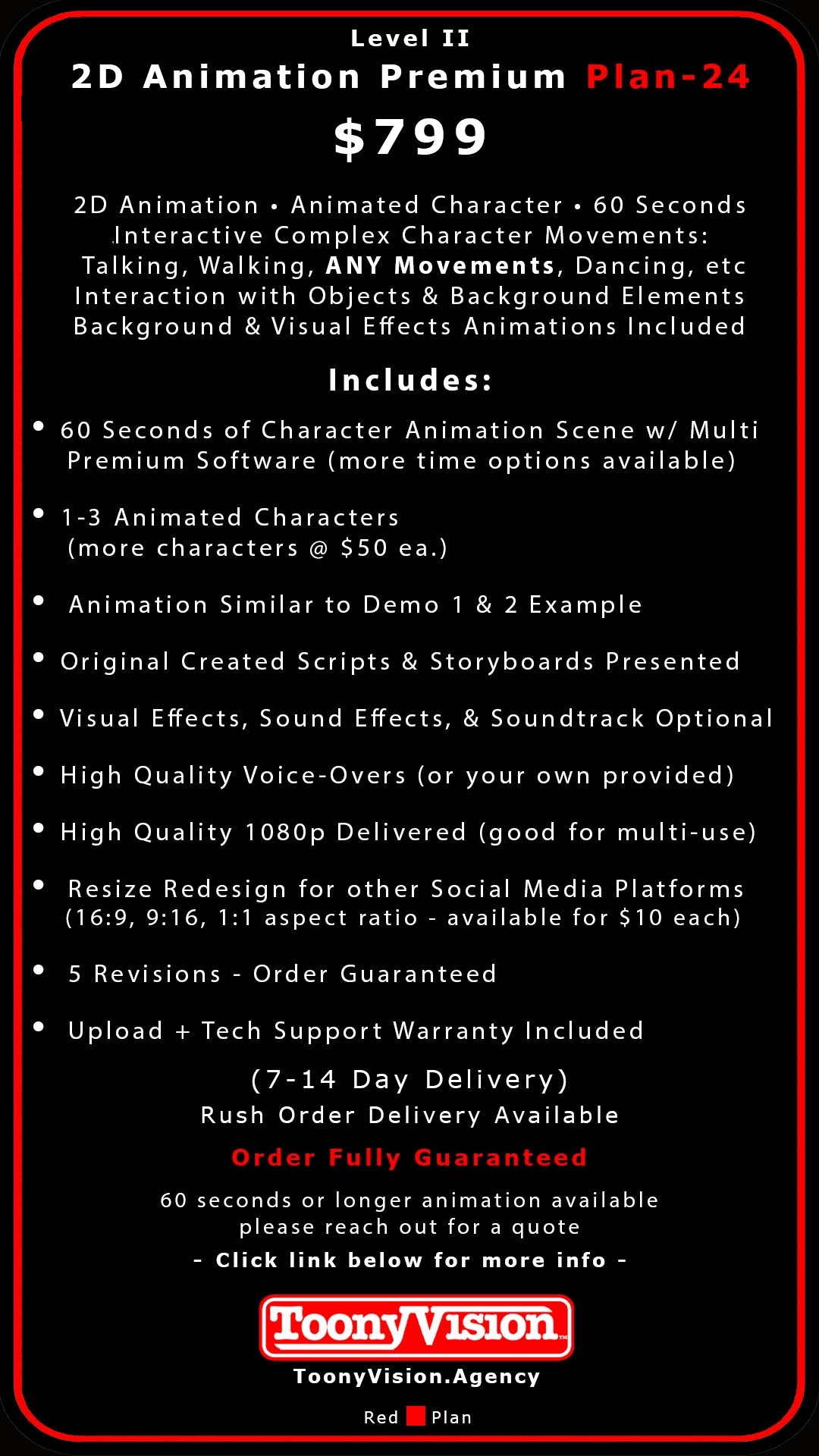 ToonyVision Animation Advertisement Premium Packages Level II-Plans 22-24